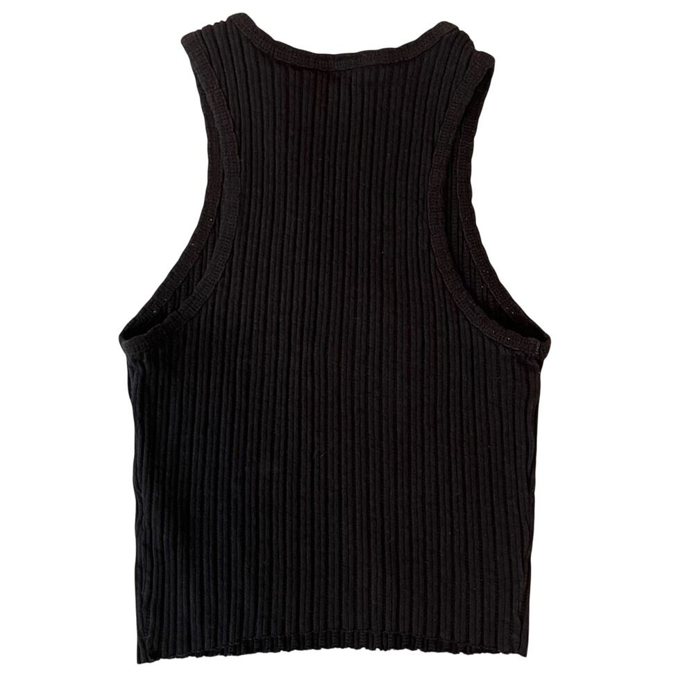BDG Urban Outfitters Black Ribbed High Neck Cropped Tank Top Sz Small Basic - Picture 5 of 5